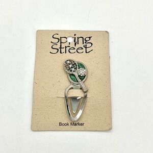 Spring Street Tennis Racket Book Marker Silver‎ Tone Novelty Gift